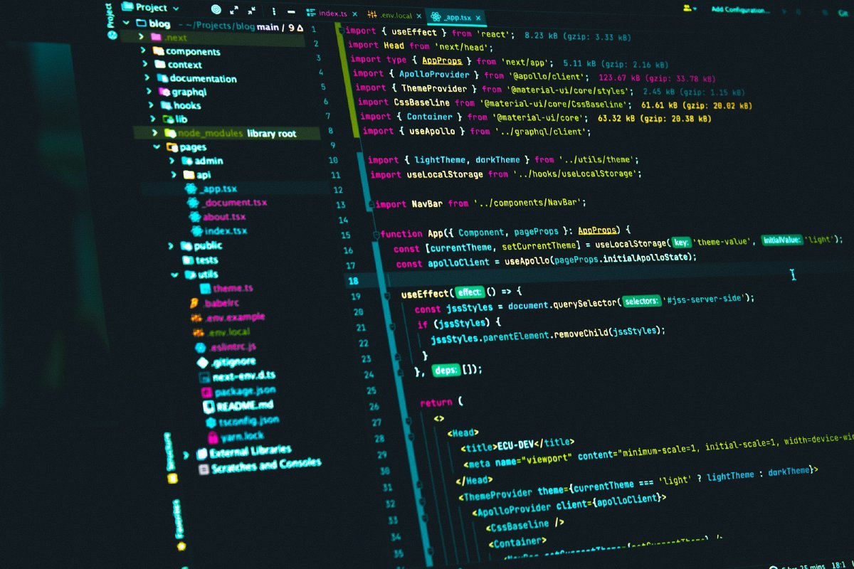 Code-Editor mit Quellcode eines JavaScript-Frameworks